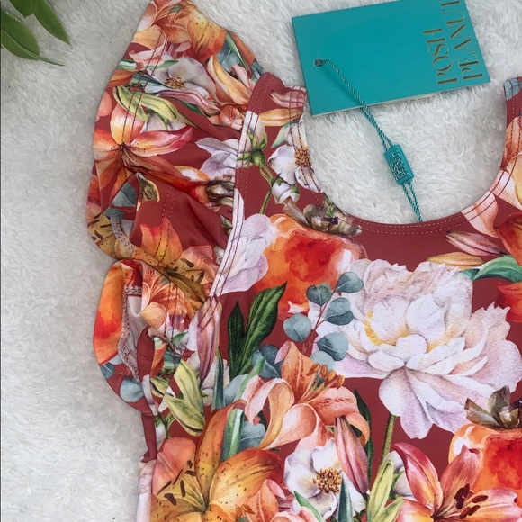 NWT Posh Peanut Paulina Floral Flutter Swimsuit 12-18M - Picture 7 of 9